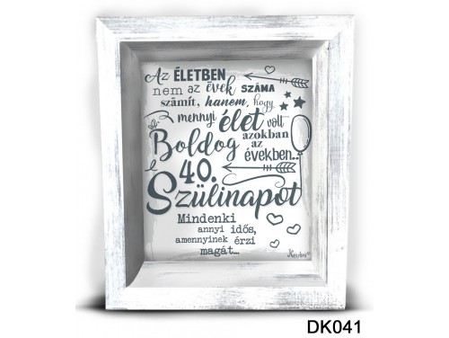 (DK041) 3D Képkeret 16,5 cm x 19,5 cm - Boldog 40. Szülinapot - 40. Szülinapi Ajándékok - Ajándék Ötletek